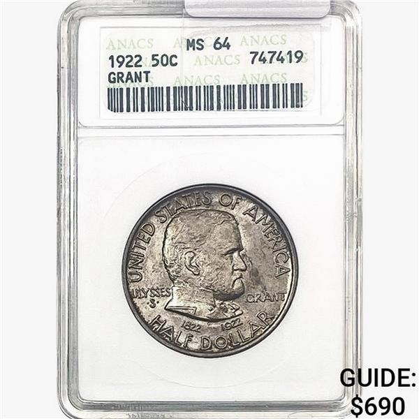 1922 Grant Half Dollar ANACS MS64