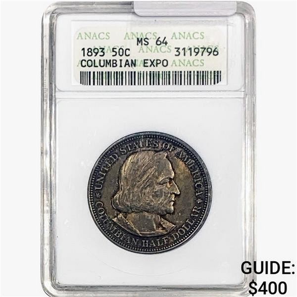 1893 Columbian Expo Half Dollar ANACS MS64