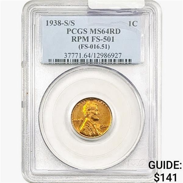 1938-S/S Wheat Cent PCGS MS64 RD RPM FS-501