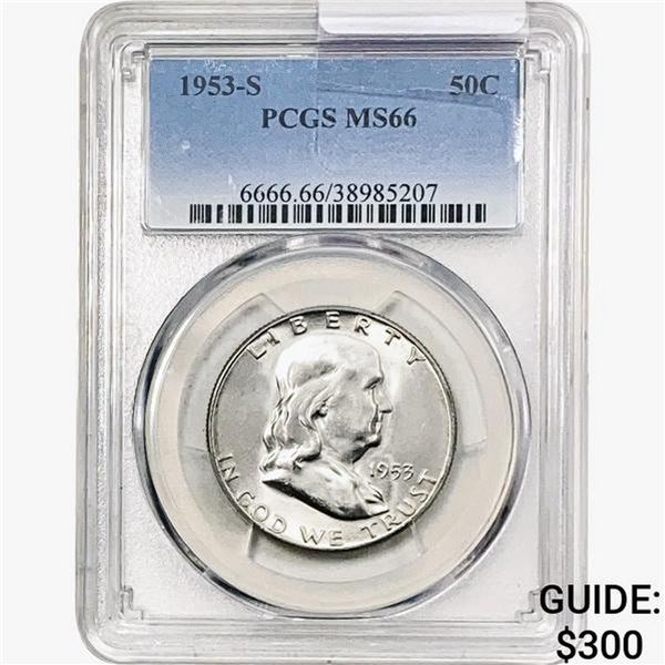 1953-S Franklin Half Dollar PCGS MS66