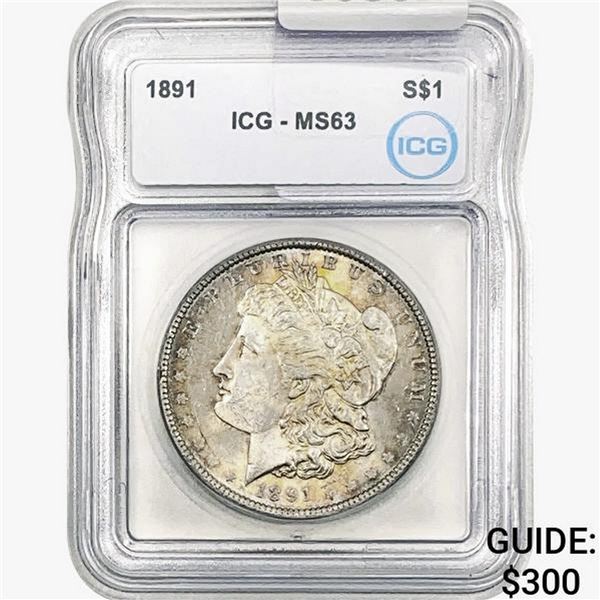 1891 Morgan Silver Dollar ICG MS63