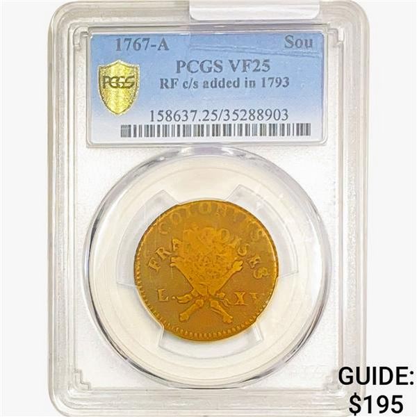 1767-A Sou RF C/S Added 1793 PCGS VF25