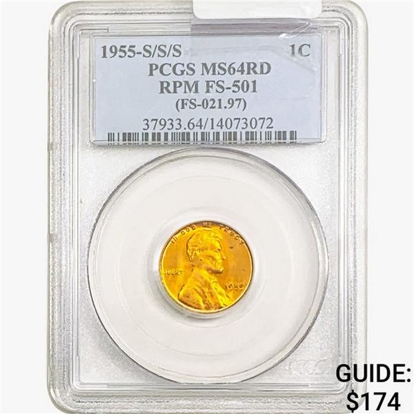 1955-S/S/S Wheat Cent PCGS MS64 RD RPM FS-501