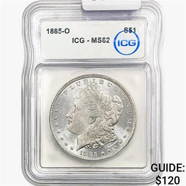 1885-O Morgan Silver Dollar ICG MS62