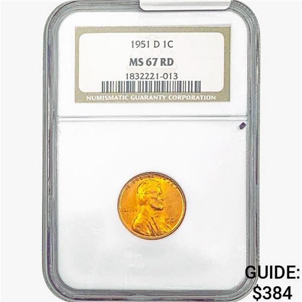1951-D Wheat Cent NGC MS67 RD