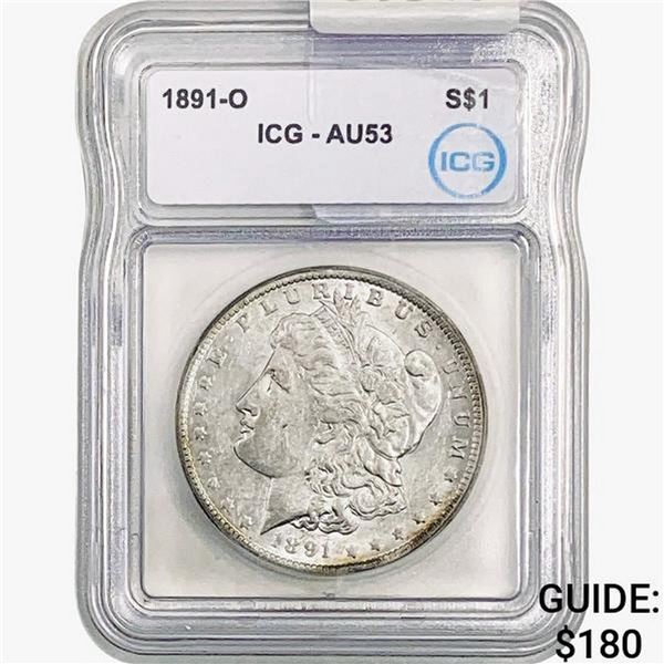 1891-O Morgan Silver Dollar ICG AU53