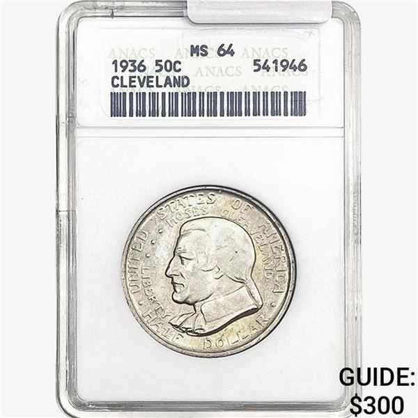 1936 Cleveland Half Dollar ANACS MS646