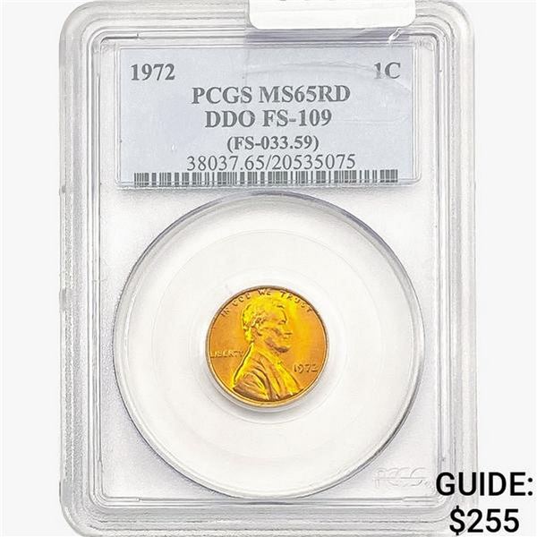 1972 Lincoln Memorial Cent PCGS MS65 RD DDO FS109