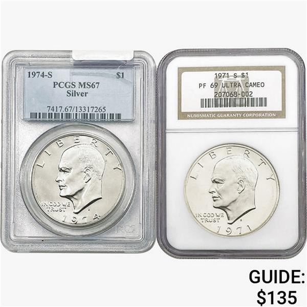 [2]1971-1974-S Eisenhower Dollar NGC/PCGS