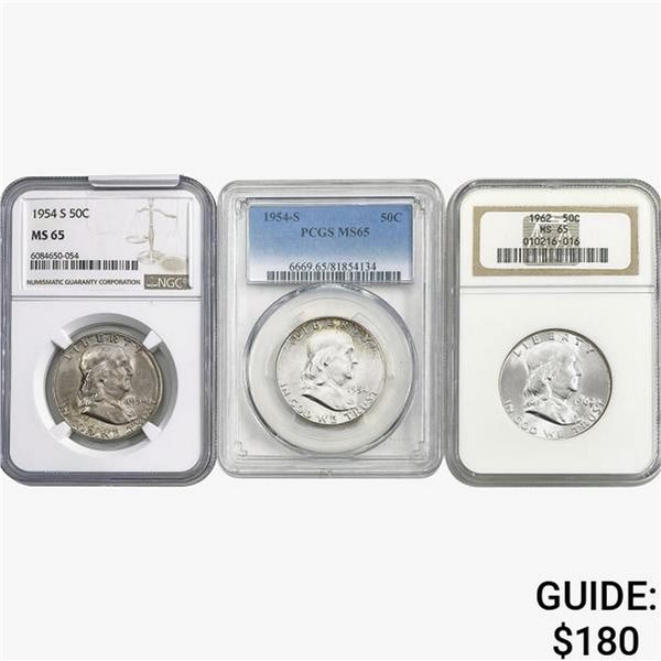 [3]1954-1962 Franklin Half Dollar NGC/PCGS MS65
