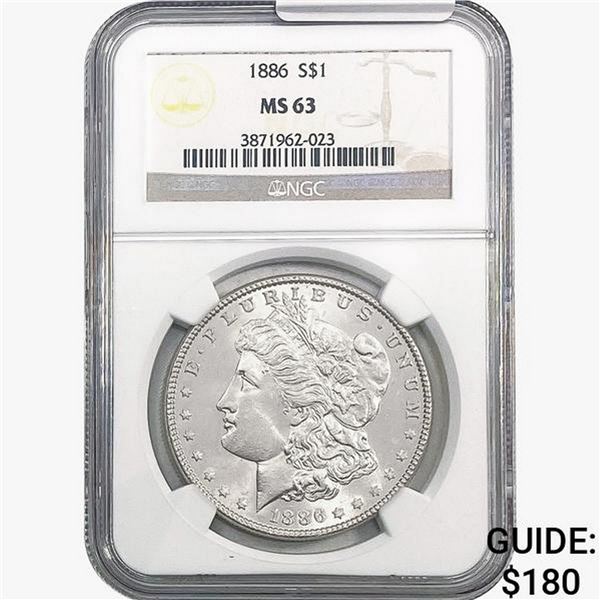 1886 Morgan Silver Dollar NGC MS63