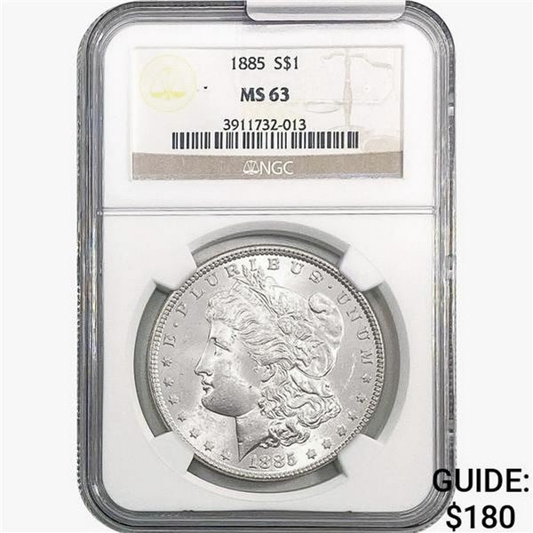 1885 Morgan Silver Dollar NGC MS63