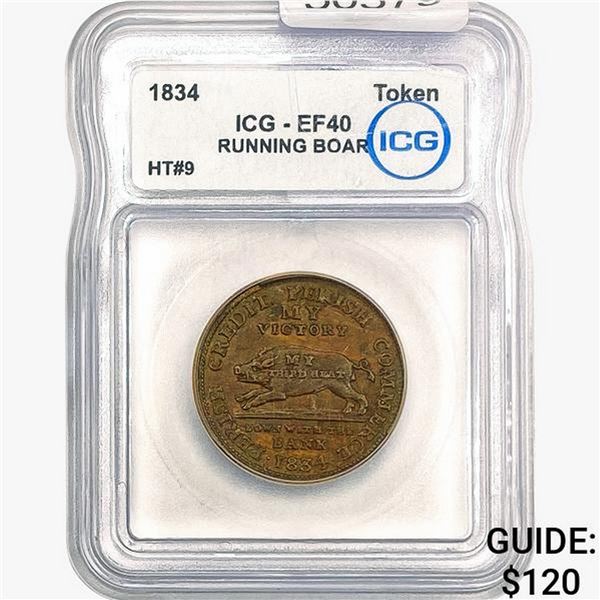1834 Running Boar Token ICG EF40 HT#9