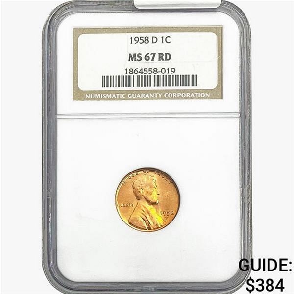1958-D Wheat Cent NGC MS67 RD