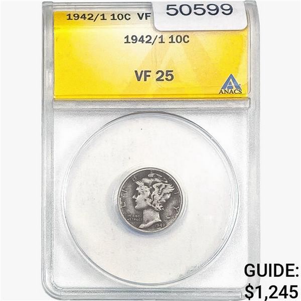 1942/ 1 Mercury Silver Dime ANACS VF25