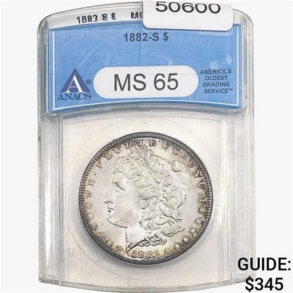1882-S Morgan Silver Dollar ANACS MS65