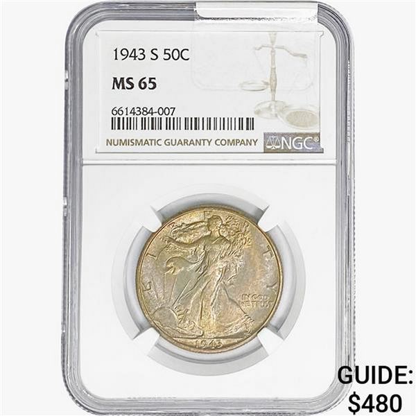 1943-S Walking Liberty Half Dollar NGC MS65