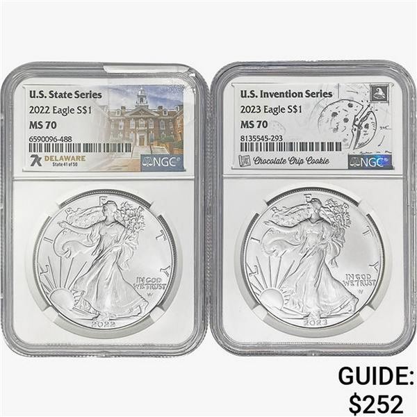 2022-2023 [2] Silver Eagle NGC MS70 Invention Series