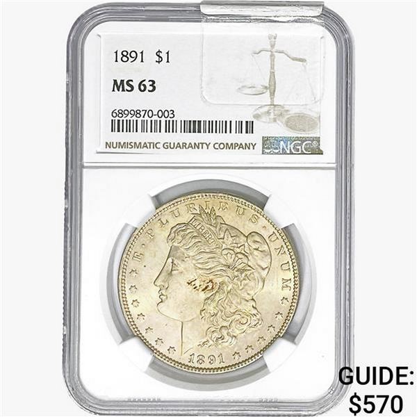 1891 Morgan Silver Dollar NGC MS63