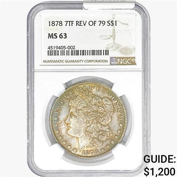 1878 REV79 Morgan Silver Dollar NGC MS63