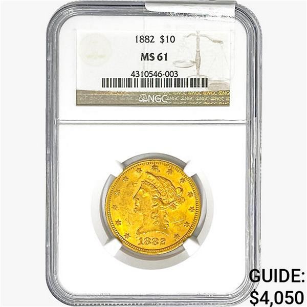 1882 $10 Gold Eagle NGC MS61