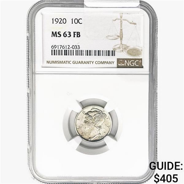 1920 Mercury Silver Dime NGC MS63 FB