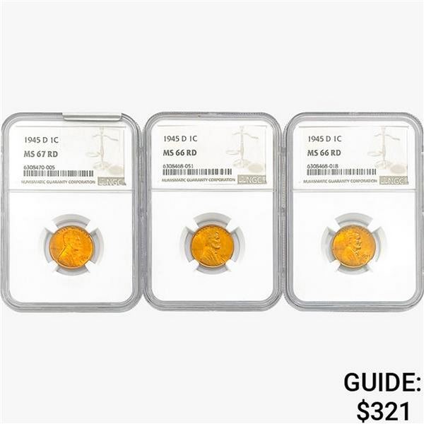 [3]1945-D Wheat Cent NGC MS66-67 RD
