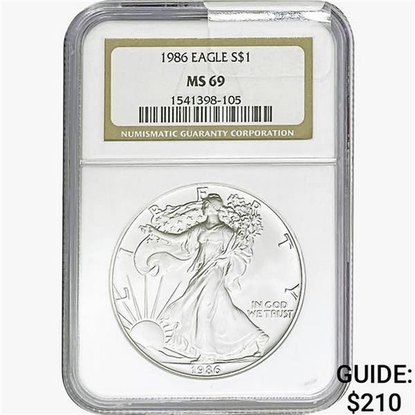 1986 $1 ASE 1 OZ NGC MS69