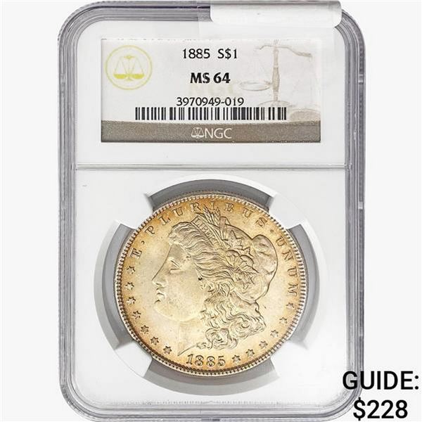1885 Morgan Silver Dollar NGC MS64