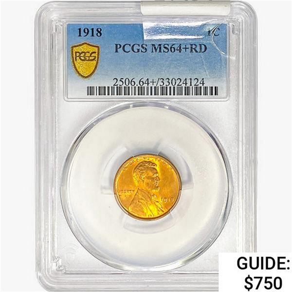 1918 Wheat Cent PCGS MS64+ RD