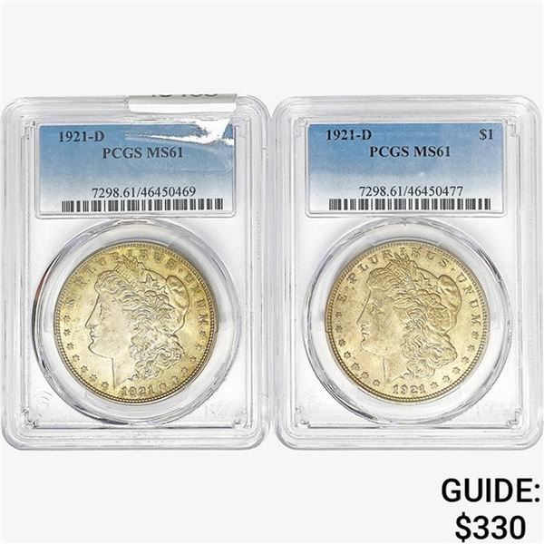 [2]1921-D Morgan Silver Dollar PCGS MS61