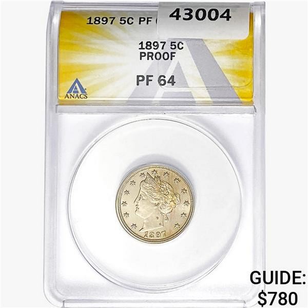 1897 Liberty Victory Nickel ANACS PF64