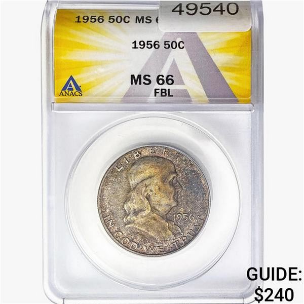 1956 Franklin Half Dollar ANACS MS66 FBL