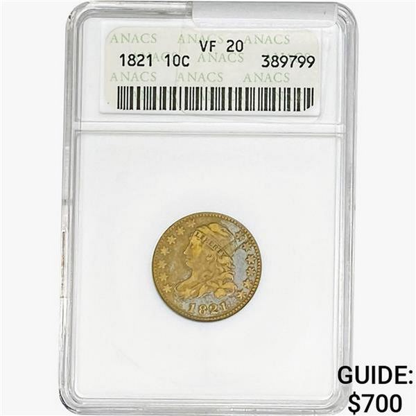 1821 Capped Bust Dime ANACS VF20
