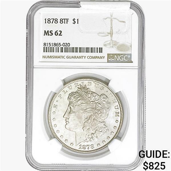 1878 8TF Morgan Silver Dollar NGC MS62