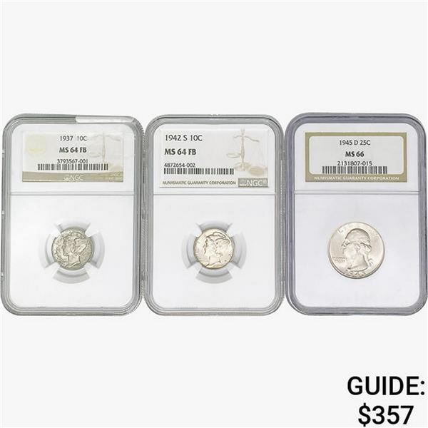 1937-1945 [3] 10C-25C NGC MS64-66 FB