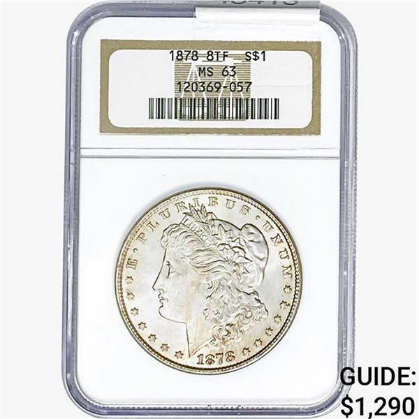 1878 8TF Morgan Silver Dollar NGC MS63