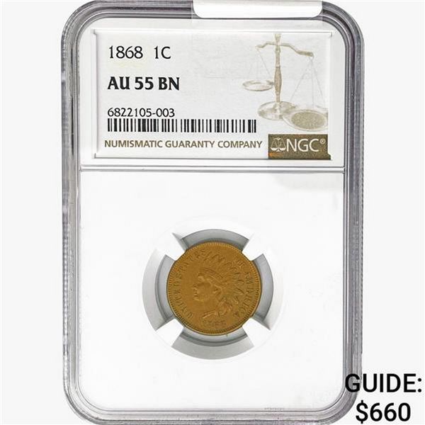 1868 Indian Head Cent NGC AU55 BN