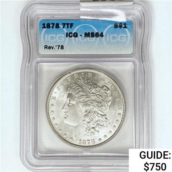 1878 Morgan Silver Dollar ICG MS64