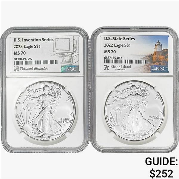 2022-2023 [2] Silver Eagle NGC MS70