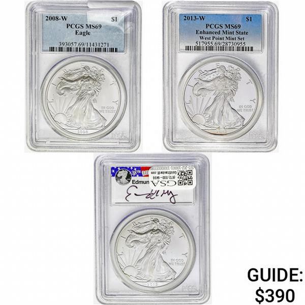 2008-W - 2015 [3] Silver Eagle PCGS MS69-70