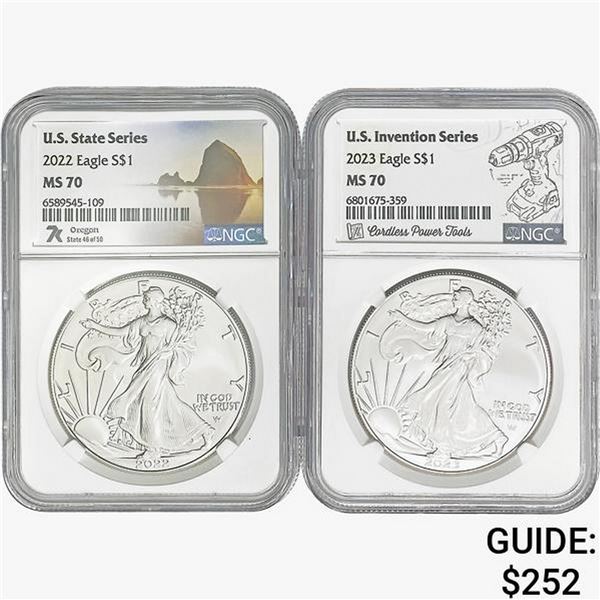 2022-2023 [2] Silver Eagle NGC MS70