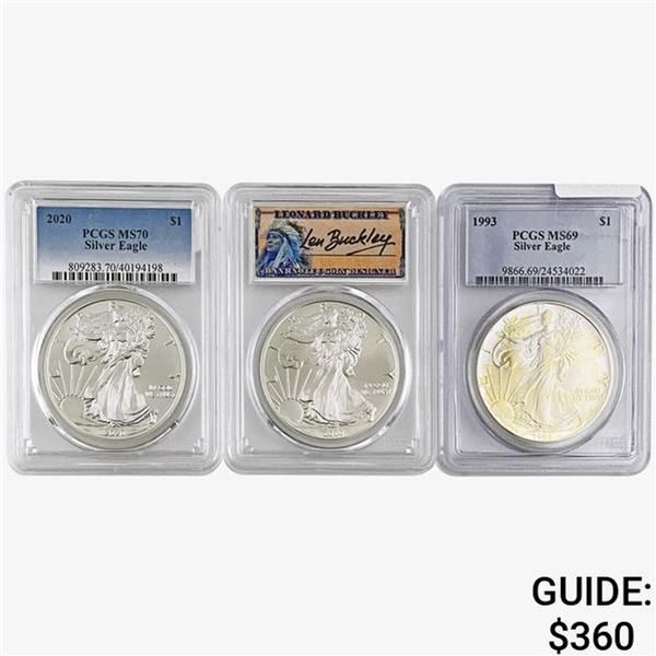 1993-2020 [3] Silver Eagle PCGS MS69-70