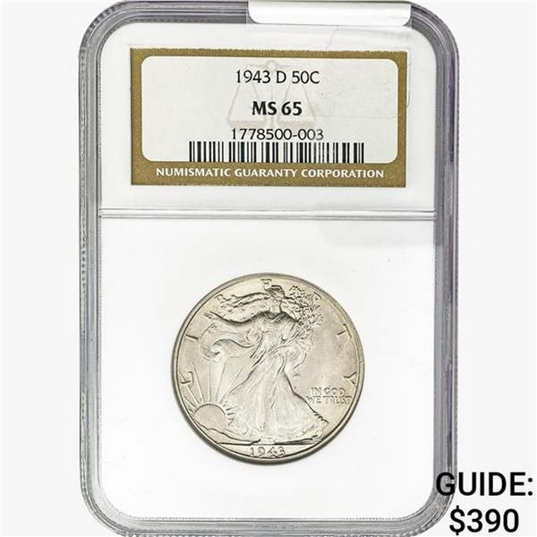 1943-D Walking Liberty Half Dollar NGC MS65