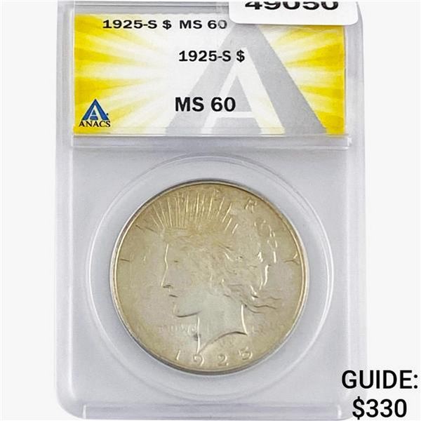 1925-S Silver Peace Dollar ANACS MS60