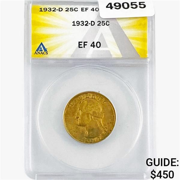 1932-D Washington Silver Quarter ANACS EF40