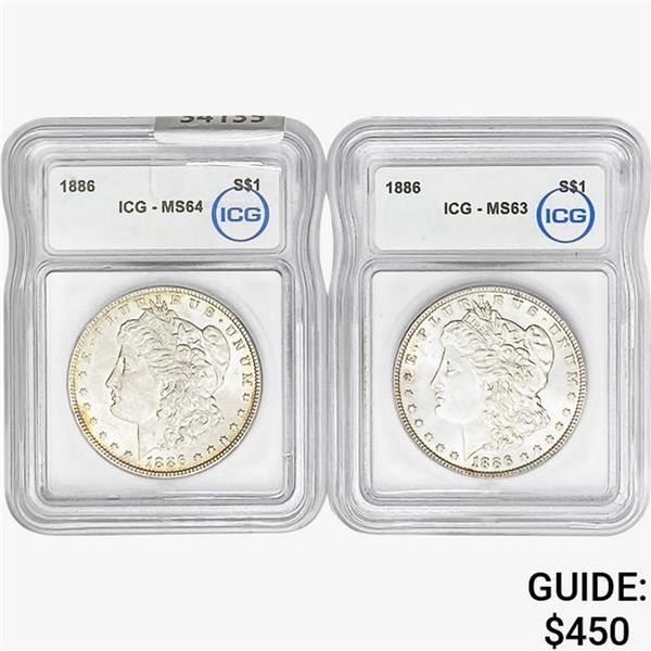 [2]1886 Morgan Silver Dollar ICG MS63-64