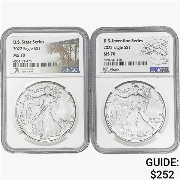 2022-2023 [2] Silver Eagle NGC MS70