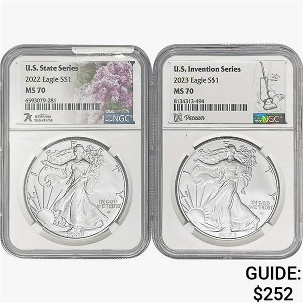 2022-2023 [2] Silver Eagle NGC MS70