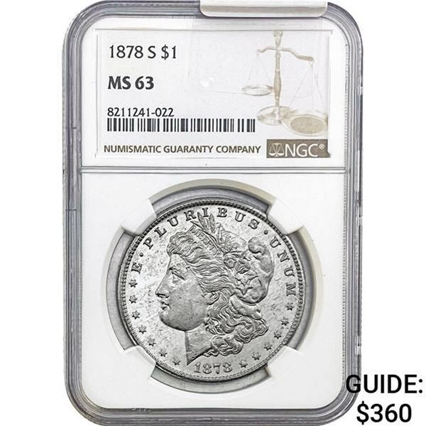 1878-S Morgan Silver Dollar NGC MS63